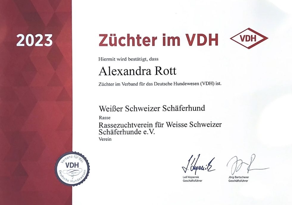 Star of Infinity – VDH-Zuchtstätte und Mitglied im Rassezuchtverein für Weisse Schweizer Schäferhunde